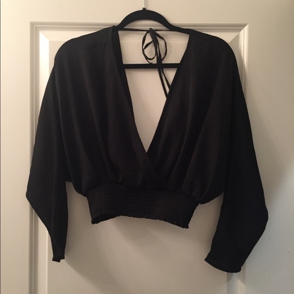 Express Tops - NWT Express Deep V Black Top Flowy extra Small